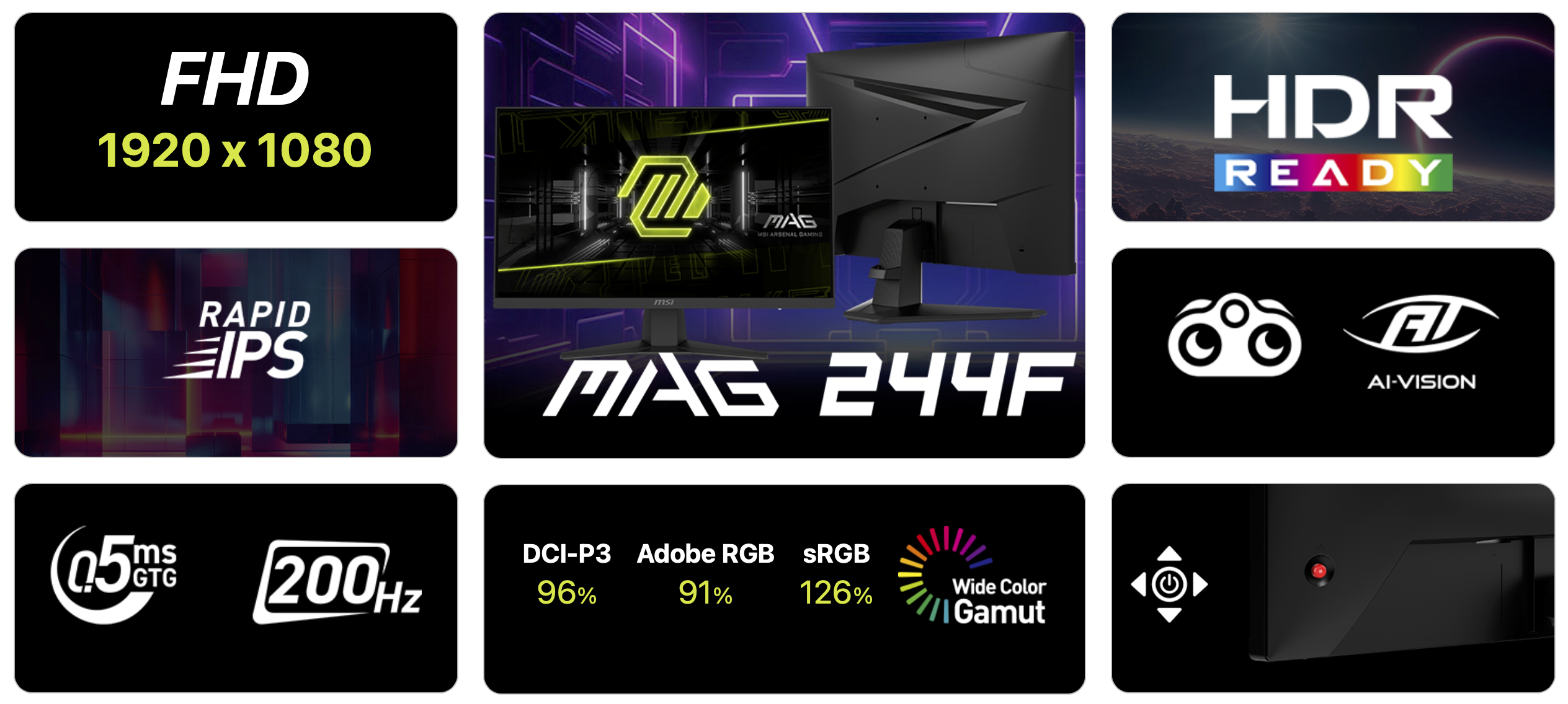 MSI MAG 244F – 23.8" FHD 200Hz Rapid IPS Gaming Monitor